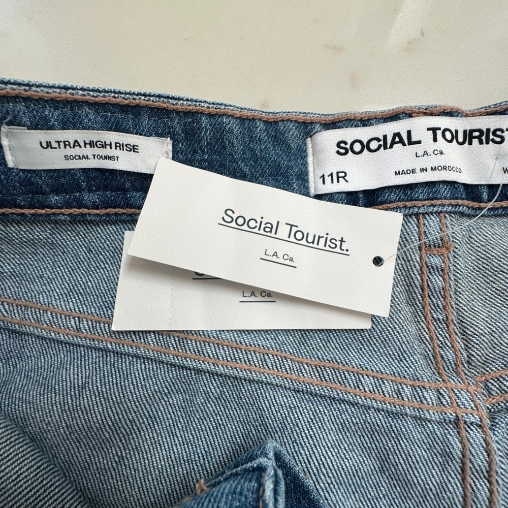 Social Tourist A&F Cargo Jeans Womens 11R W30 Ultra High Rise Wide Leg Baggy NEW - Picture 9 of 16